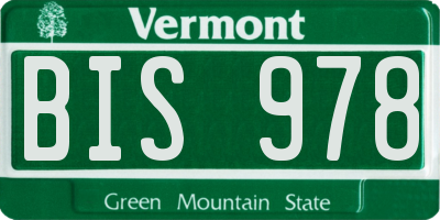 VT license plate BIS978