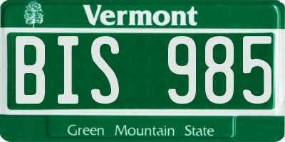 VT license plate BIS985