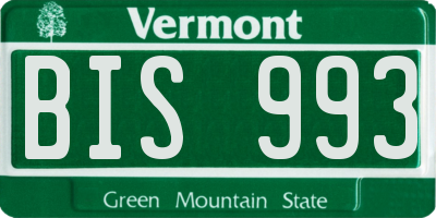 VT license plate BIS993