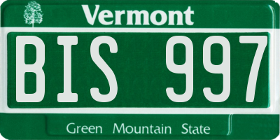 VT license plate BIS997