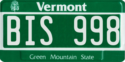 VT license plate BIS998