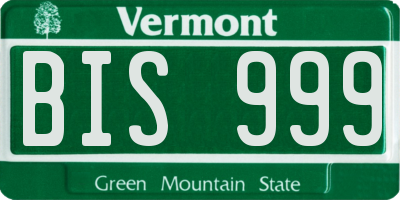 VT license plate BIS999