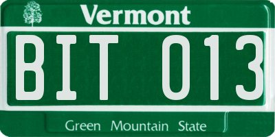 VT license plate BIT013