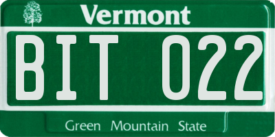 VT license plate BIT022