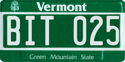 VT license plate BIT025
