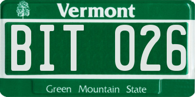 VT license plate BIT026