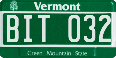 VT license plate BIT032