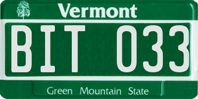 VT license plate BIT033