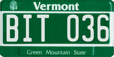 VT license plate BIT036