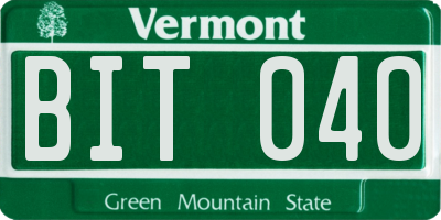 VT license plate BIT040