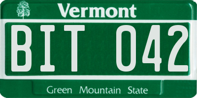 VT license plate BIT042