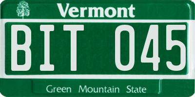 VT license plate BIT045