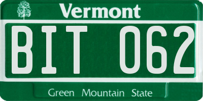 VT license plate BIT062