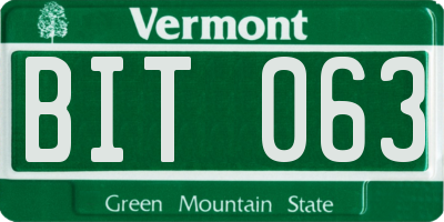 VT license plate BIT063