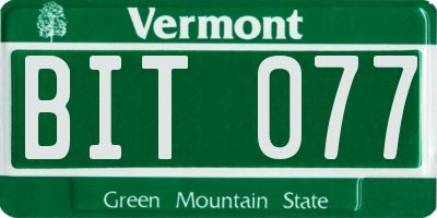 VT license plate BIT077