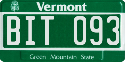 VT license plate BIT093