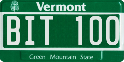 VT license plate BIT100