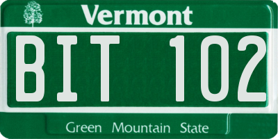 VT license plate BIT102