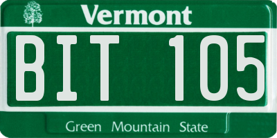 VT license plate BIT105