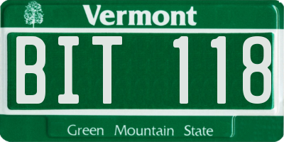 VT license plate BIT118