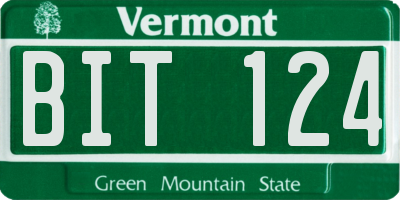 VT license plate BIT124