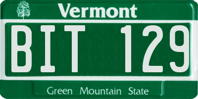 VT license plate BIT129