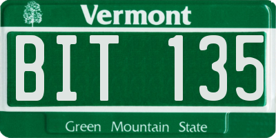 VT license plate BIT135
