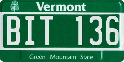 VT license plate BIT136