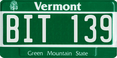 VT license plate BIT139