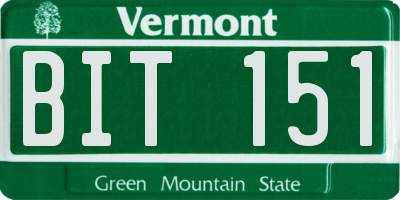 VT license plate BIT151