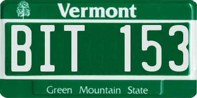 VT license plate BIT153