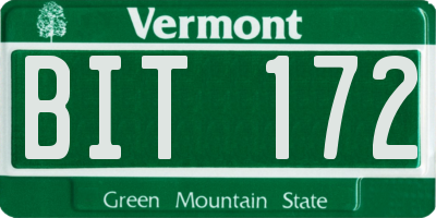 VT license plate BIT172