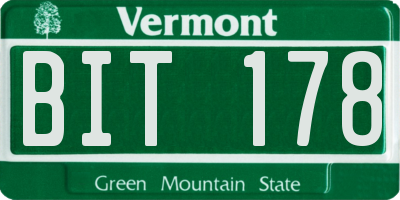 VT license plate BIT178