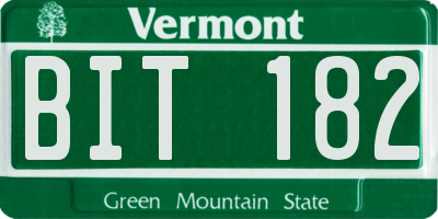 VT license plate BIT182
