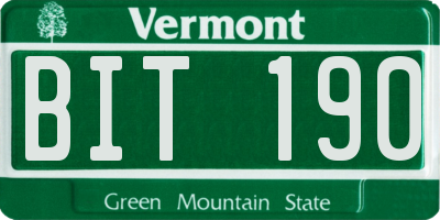 VT license plate BIT190