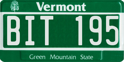 VT license plate BIT195