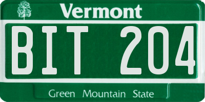 VT license plate BIT204