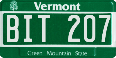 VT license plate BIT207