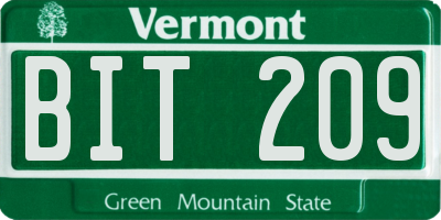 VT license plate BIT209