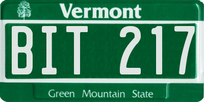 VT license plate BIT217