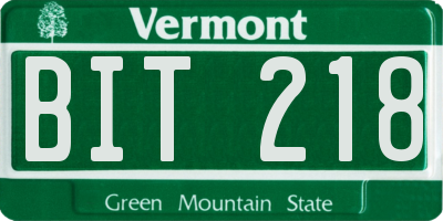 VT license plate BIT218