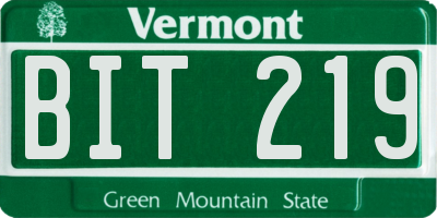 VT license plate BIT219