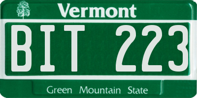 VT license plate BIT223