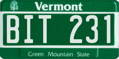 VT license plate BIT231