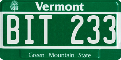 VT license plate BIT233