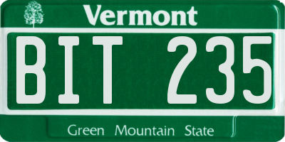 VT license plate BIT235
