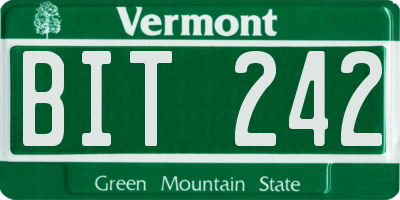 VT license plate BIT242