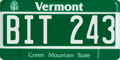 VT license plate BIT243