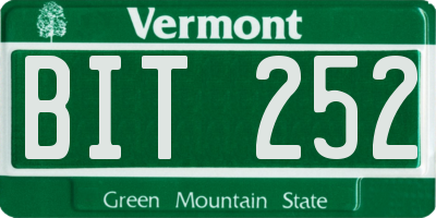 VT license plate BIT252