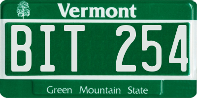 VT license plate BIT254